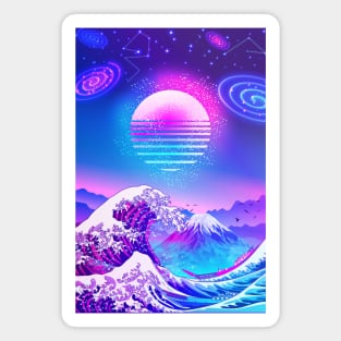 Great Wave off Kanagawa Synthwave GALAXY Magnet